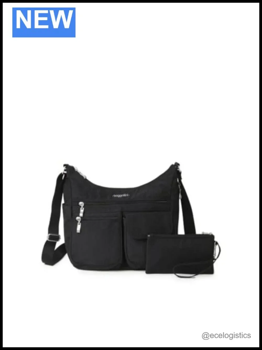 Lightweight Nylon Hobo Crossbody Bag with RFID-blocking Wristlet, Machine